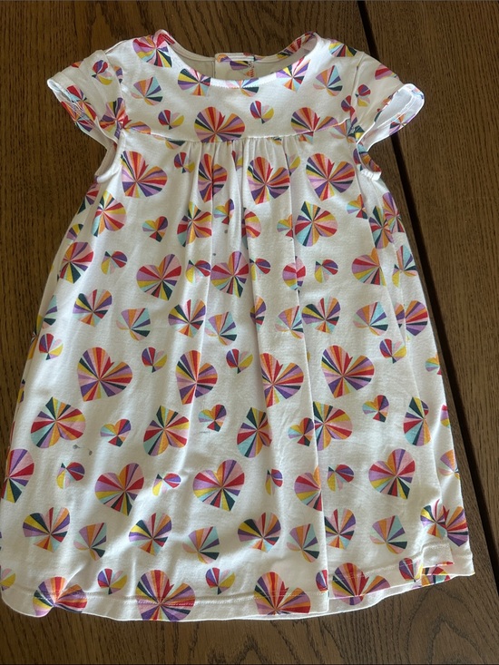 Magnetic Me Other - Magnetic me White Heart Print Girls Dress with Rainbow Pinwheel Hearts